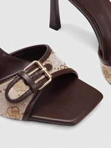 CUCCOO BIZCHIC Women Shoes Spring And Summer New Brown Splicing Buckle Women's High-Heeled Sandals Fashionable And Comfortable Versatile Commuter Women's Sandals Slippers Women's Shoes - Brown 3 # - View 4