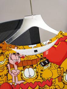 GARFIELD | SHEIN Áo thun nữ cỡ lớn in hình hoạt hình, cổ tròn, tay ngắn, kiểu dáng thường ngày. - trắng - Xem 3