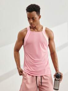Driftmere 2 Packs Men's Solid Ribbed Casual Versatile Tank Top Ribbed Tank Top Pink And White Tank Tops Tank Tops Pack Square Neck Tank Top - Multicolor - View 9