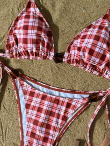 Swim Mod Bộ bikini hai mảnh kẻ caro đỏ trơn tuyệt đẹp cho mùa Xuân/Hè 2026, đồ bơi gợi cảm có đệm mút, lý tưởng cho kỳ nghỉ biển. - Nhiều màu - Xem 6