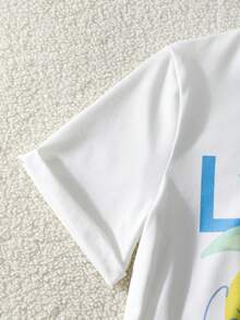 Sparklyn Mädchen Lässiges, süßes kariertes Kirschprint T-Shirt und Hosen Set - Gelb - Übersicht 7
