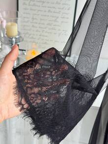 DAZY 女士透视网纱性感睡袍 - 黑色 - 查看 15