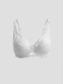 DAZY Adjustable Lace Spaghetti Strap Slightly Gathered White Bra, Women's Lingerie For Summer - White - View 10