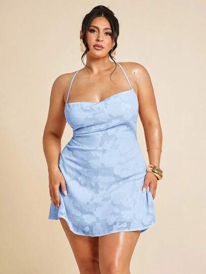 SHEIN BAE Đầm dự tiệc bằng satin cỡ lớn dành cho nữ - Đầm cưới, đầm phù dâu, đầm dự tiệc, đầm hẹn hò, đầm đi nghỉ mát, đầm mùa hè.