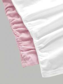 SHEIN Girlism 2件套少女黑白休闲圆领褶皱腰部吊带背心，适合日常穿着和居家休闲。 - 粉色 - 查看 4