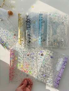 A6尺寸透明星形活页夹 | 活页贴纸簿和相册 | 预算规划本、日记本，适用于办公室、学校和计划爱好者 | 便携式星形设计，方便通勤和收藏 - 多色 - 查看 5