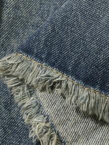 DAZY Chân váy denim nữ kiểu dáng thường ngày có túi và viền bèo nhún. - Màu xanh lam - Xem 3