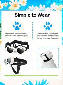 Heart-Shaped Dog Sunglasses UV Protection, Small Breed Puppy Goggles Waterproof Windproof Anti-Fog Adjustable Strap For Beach Outdoor - Multicolor - View 8