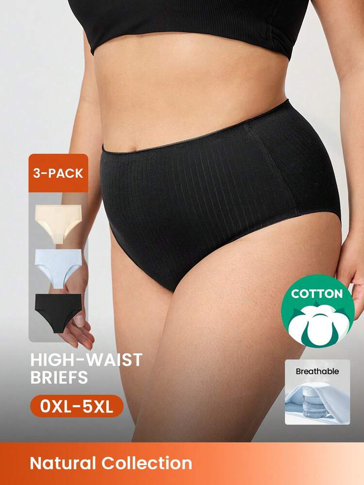 Plus 3-Pack High-Waist Briefs