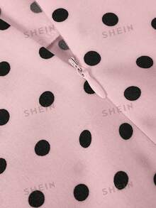Sweetra 大码女式可爱甜美吊带蝴蝶结波点迷你连衣裙 - 粉色 - 查看 6