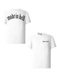 SHEIN Camiseta de estar por casa de manga corta con cuello redondo y estampado de color contrastante para hombres - Blanco - Ver 3