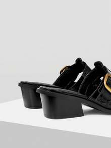 Mnmlis Modische High Heels speziell für Frauen, eleganter spitzer Zehenstil, bequemer und einfacher dicker Absatz, geeignet für alle Jahreszeiten, hoher und Slip-On-Design, passend für verschiedene Modekombinationen - Schwarz - Übersicht 5
