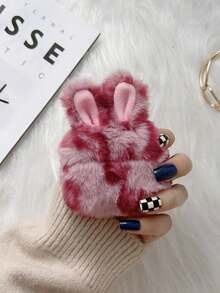 1PC CUTE PINK BLUE WINTER PLUSH BLUETOOTH EARPHONE CASE COVER FOR 1ST 2ND PRO PRO2 3RD 4TH GEN BIRTHDAY GIFT - Rose Red - View 1