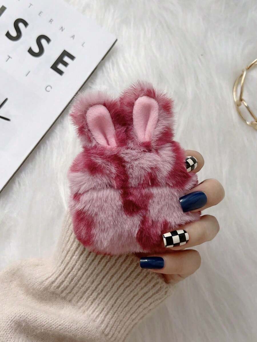 1PC CUTE PINK BLUE WINTER PLUSH BLUETOOTH EARPHONE CASE COVER FOR 1ST 2ND PRO PRO2 3RD 4TH GEN BIRTHDAY GIFT - Rose Red - View 1