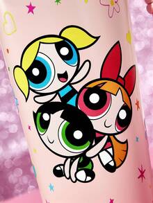 THE POWERPUFF GIRLS X SHEIN 500毫升/16盎司真空隔热不锈钢杯，配1个防漏盖，适用于冷热饮，适用于大多数车载杯架 - 粉色 - 查看 5