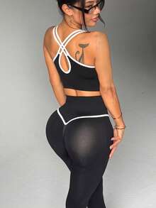 Easithlete Women's Seamless Sports Set, Spring/Summer - Black - View 7