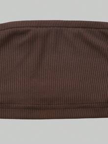 Modelyn 女士纯色不对称下摆雪纺衬衫 - 棕色 - 查看 4