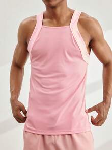 Driftmere 2 Packs Men's Solid Ribbed Casual Versatile Tank Top Ribbed Tank Top Pink And White Tank Tops Tank Tops Pack Square Neck Tank Top - Multicolor - View 5
