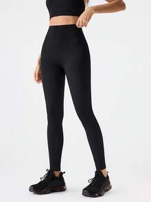 1pc Women's Black Shaping Leggings, Tummy Control, Butt Lifting, Thigh Slimming, Mid-Length Shaping Pants, Suitable As Base Layer - Black - View 6