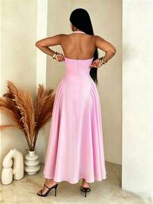 BamGleam 女士撞色镂空露背吊带连衣裙 - 彩色 - 查看 2