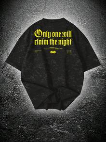 BATMAN X SHEIN Sport MetroGents Áo thun thể thao nam tay ngắn dáng rộng in chữ và hình xe đua - màu đen - Xem 2