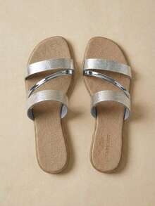 Flat Sandal In Gold, Rose And Silver Gold - 灰色 - 查看 3