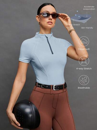  Activina Women's Half-Zip Funnel Neck Raglan Short Sleeve Equestrian Activewear Top Activina Women's Stand Collar Solid Color Raglan Short Sleeve Fitted Equestrian Shirt Babyblue A Women's Short Sleeve Fitted Equestrian Outfit Women's Stand Collar Short Sleeve Equestrian Outfit Navy Color Women's Stand Collar Short Sleeve Equestrian Uniform Sports Shirt Sports Top Casual Look Solid Color Minimalist Short Sleeve Equestrian Wear Equestrian T-Shirt Golf Apparel Equestrian Clothing Horse Riding Clothes Biker Set Women