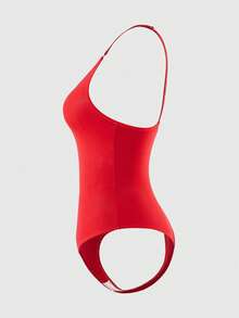 SHEIN Women's Solid Color Casual Cami Bodysuit UnderwearOuter - Red - View 7