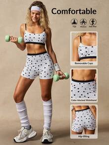 VARSIVA 女士夏季波点印花撞色滚边运动套装 - 黑與白 - 查看 2