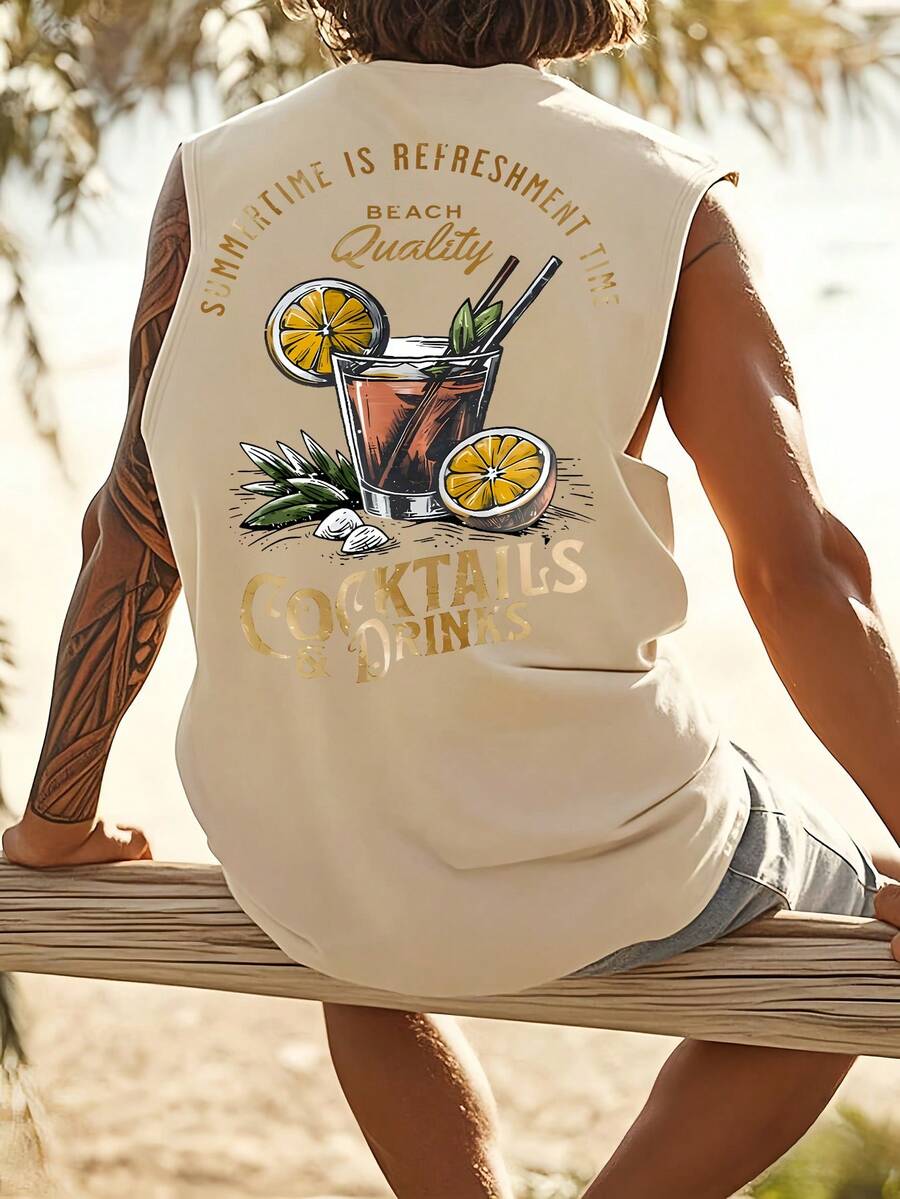 Manfinity Dauomo Camiseta de tirantes casual con estampado para hombre en verano - Multicolor - Ver 1