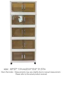 1PC 45/60CM Foldable Storage Cabinet, 1-5 Tier Double Door Storage Organizer, Thickened Plastic Wheeled Storage Cabinet, Living Room Toy & Snack Multi-Layer Cabinet, Clothes Storage Cabinet, Home Dust-Proof Shelving, Home Storage Rack, Storage Box, Plastic Container, Oil Bottle, Kitchen Storage Supplies, Cup Rack, 1 Oil Bottle, Spoon Rack, Kitchen Storage Rack - Multicolor - View 11