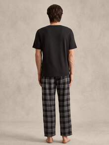 EverLounge Men Solid Tee & Gingham Print Pants PJ Set / Pajama Set - Multicolor - View 2
