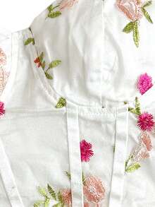 SHEIN MOD Women's Summer Casual Vacation Embroidered Bralette Camisole - White - View 5