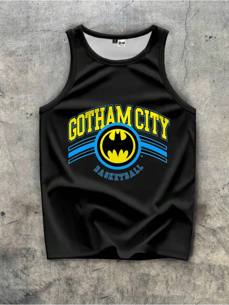 BATMAN X SHEIN Manfinity EMRG 男士休闲运动背心 - 彩色 - 查看 1