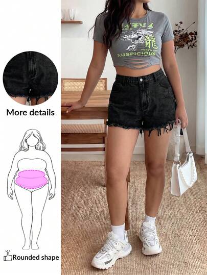 Enliva Quần short denim rách dáng rộng có túi hiệu Karlangas.Toledo dành cho nữ, kiểu dáng thoải mái, có túi, phù hợp với dáng người tròn trịa, thích hợp cho mùa hè.