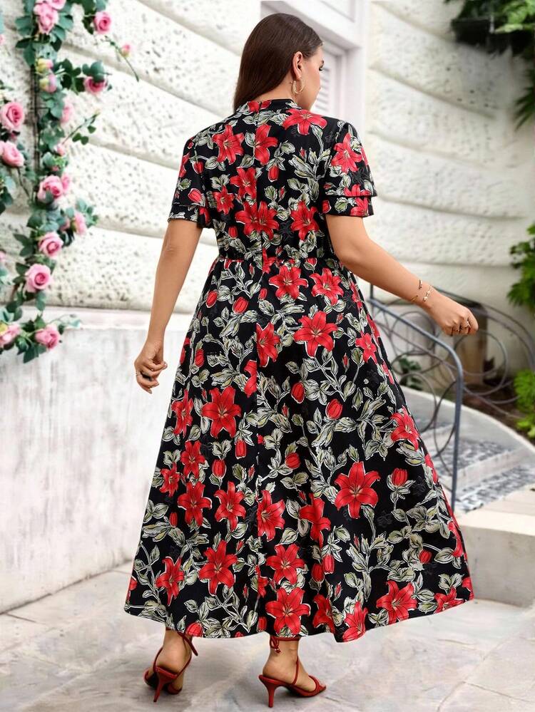 Plus Size Women Elegant Floral Print Ruffle Sleeve Maxi Dress Zanzea Dress For Women Plus Size Zanea Dress For Woman Women Dresses Floral Dress For Women Casual Zebra Dress For Women Zanzea Dress For Woman Yisikado Dress,Elegant Dresses For Women ,Floral Dress For Women Online Women Dresses Floral Print Midi Dress Black Floral Dress Short Sleeve Floral Dress
