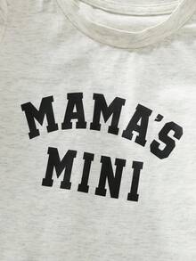 Cozy Pixies Bộ 2 món gồm áo thun ngắn tay cổ tròn in chữ và quần short cạp chun cho bé trai và bé gái, trang phục thường ngày mùa xuân/hè. - Xám - Xem 4