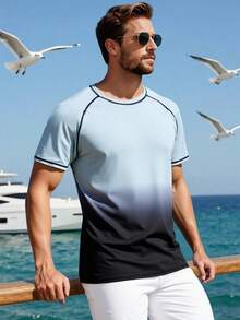 Manfinity KASUA Áo chống nắng tay ngắn raglan dành cho nam - Màu Xám nhạt - Xem 3