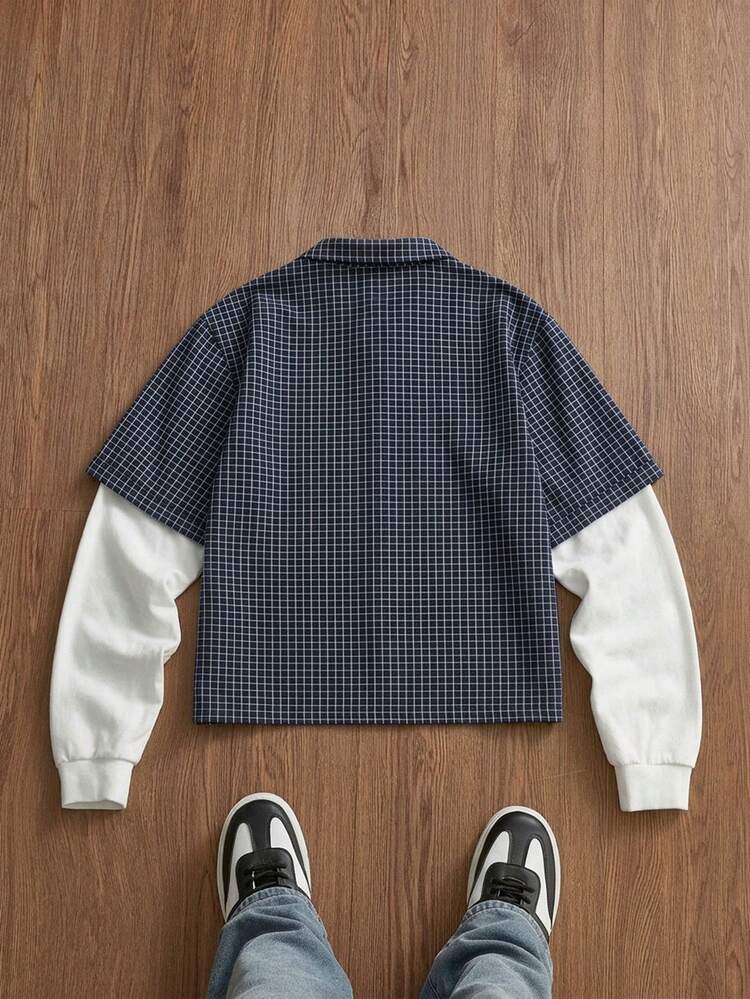 SWAVVY Camisa casual de hombre de un solo pecho a cuadros, versátil para uso diario - Multicolor - Añade 2