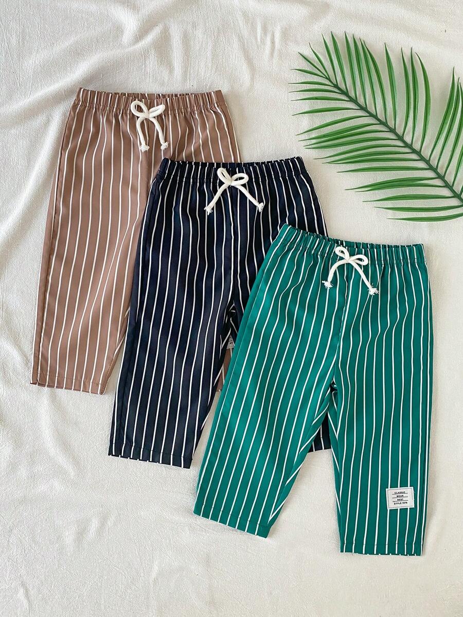 Vintaside Kids Quần dài kẻ sọc cho bé trai, kiểu dáng thường ngày, có dây buộc eo. - Nhiều màu - Xem 1