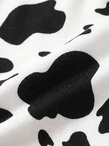 SHEIN 年轻女孩休闲街头时尚豹纹吊带连体裤 - 黑與白 - 查看 4