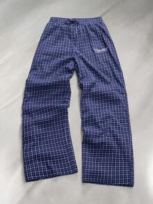 STYNVO Men's Plaid Wide Leg Pants, Blue Checkered Trousers, Drawstring Waist, Loose Fit, Streetwear, Casual Pants Relaxed Pants Men Man Clothes Pants Beach Outfit For Men Pants Pattern Pants Graphic Pants Wide Leg Pants Men Streetwear Pants Stitch Pants - Blue - View 2
