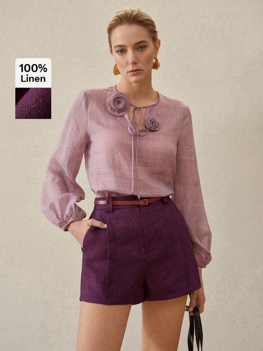 MOTF PREMIUM LINEN PRESS CREASE SLANT POCKET SHORTS