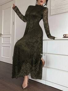 Đầm ren trắng thanh lịch dành cho phụ nữ - xanh quân đội - Xem 3