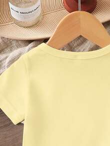 2pcs/Set Young Girl Casual Floral Daisy & Bow Print Short Sleeve T-Shirt And Minimalist Print Shorts Set, Suitable For Summer Outings - Multicolor - View 4