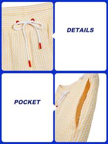 CoralVoy Men's Striped Print Casual Beach Shorts, Holiday - Yellow - View 6