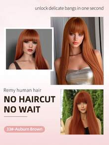 Tóc mái kẹp 100% tóc thật, màu đỏ đồng, size 33, kiểu tóc mái kẹp có phần thái dương, tóc mái giả bằng tóc thật, trông tự nhiên, phù hợp cho nữ, dùng hàng ngày. - S33 - Xem 6