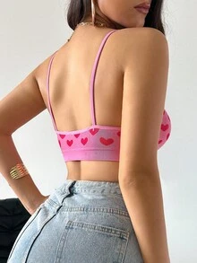 SuitURBody 女士无缝心形印花无钢圈文胸 - 粉色 - 查看 2