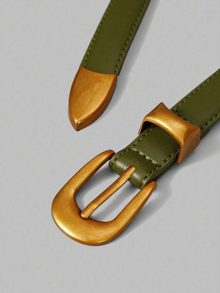 Black Fashion Buckle Belt, Suitable For Dresses And Pants