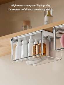 SpaceSaving Expandable Mirror Cabinet With Under Storage Box And Hanging Rack Bathroom Vanity Organizer For Cotton Pads Lipstick Swabs With Hidden Pull Out Drawer Shelf Cosmetic Storage - Multicolor - View 8